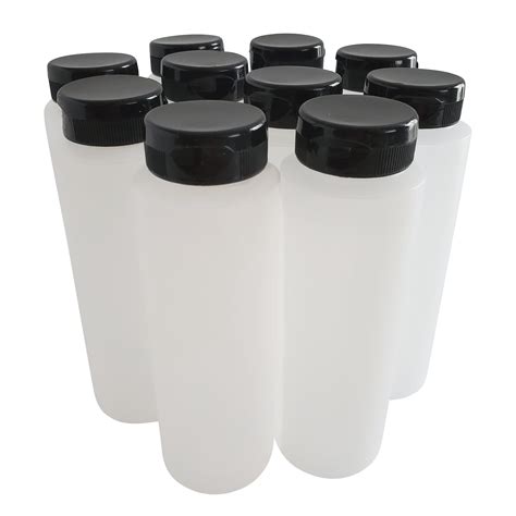 Kelkaa 8oz Hdpe Plastic Squeeze Bottles With Black Flip Top Caps