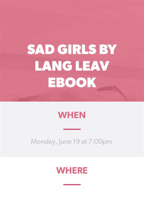 Used availability for lang leav's sad girls. Sad Girls By Lang Leav Ebook - Splash
