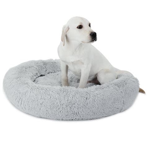 30 Calming Ultra Soft Shag Faux Fur Dog Bed Comfortable Donut Cuddler