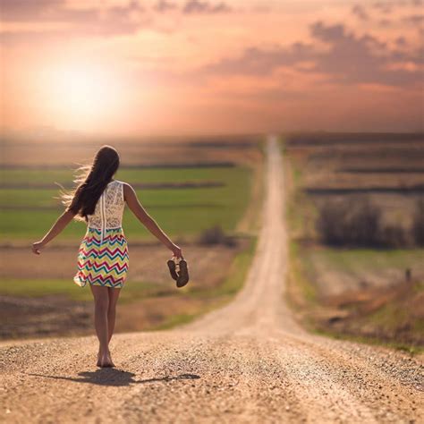 Mood Girl Walking Alone On A Nature Road Rosary Quotes Grande Fatigue