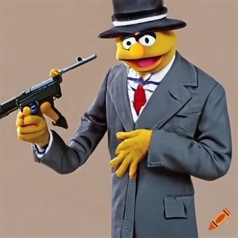 Gangster Muppet Holding A Toy Gun On Craiyon