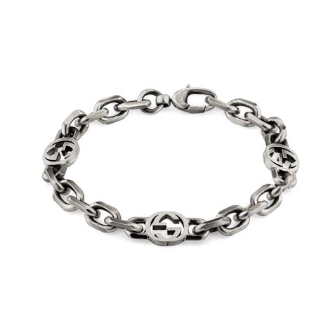 Gucci Silver Bracelet With Interlocking G In Sterling Silver Modesens