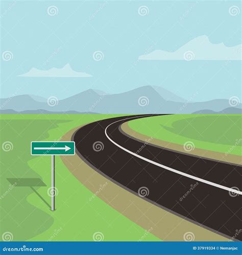 Right Curve Road And Right Turn Road Sign Stock Illustration