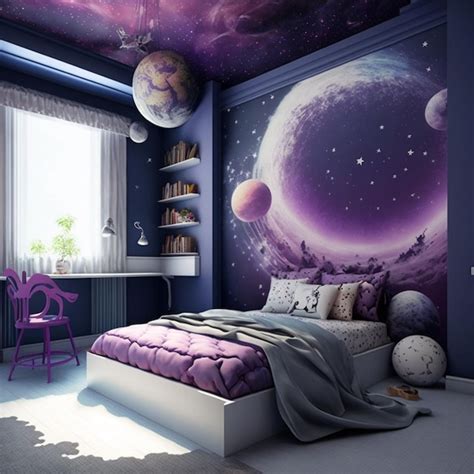 Premium Photo Galaxy Themed Bedrooms In Purple Hues