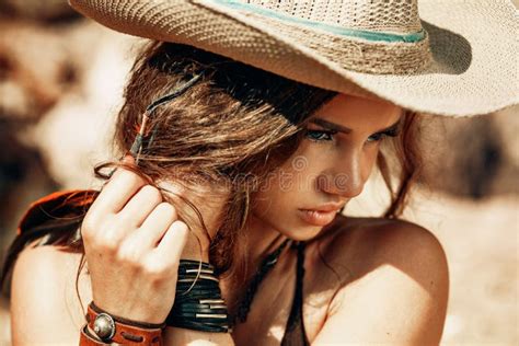 Young Beautiful Woman Wearing Hat Portrait Stock Image Image Of Girl Outdoors 99654381