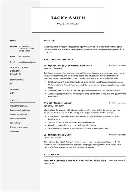 Project Manager Resume And Full Guide 12 Examples Word And Pdf 2019