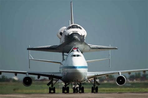 Shuttle Replica Makes Final Landing Atop 747 At Space Center Houston