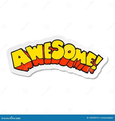 Sticker Of A Cartoon Word Awesome Stock Vector Illustration Of