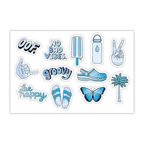 Available for download in png, svg and as a font. Blue Aesthetic Stickers Mini 23 Pack SMALL 1" x 1" Water ...