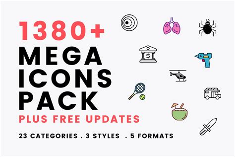 The Mega Icons Pack Pre Designed Illustrator Graphics Creative Market