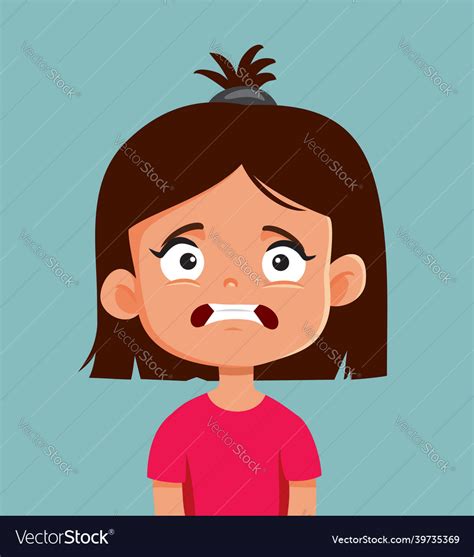 Little Girl Looking Scared Cartoon Royalty Free Vector Image