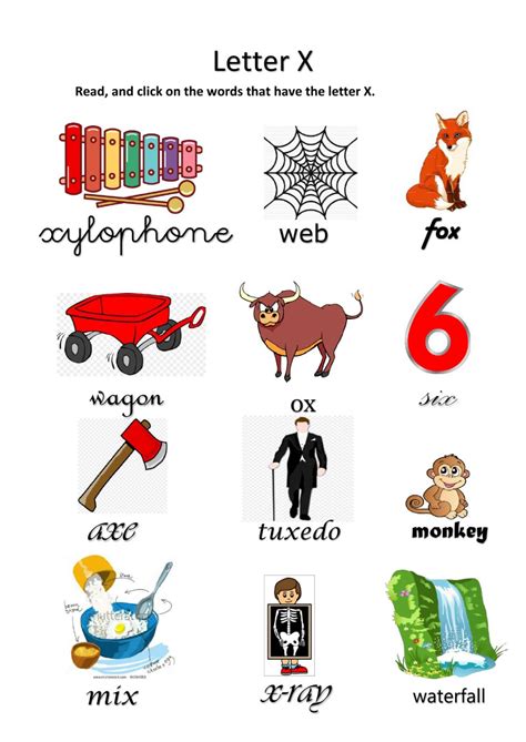 Read Words With Beginning X Worksheet