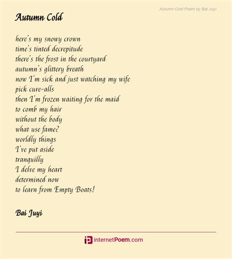 Autumn Cold Poem By Bai Juyi