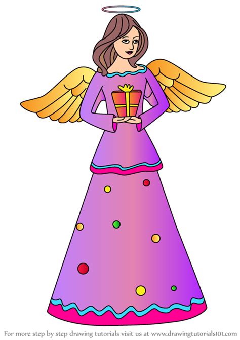 Learn How To Draw Angel With A T Christmas Step By Step Drawing