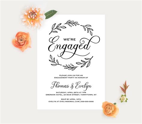 Engagement Invitation Template Printable Wedding Engagement