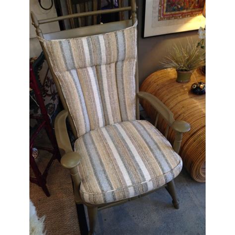 The windsor chair was built for comfort. Windsor Chair with Striped Upholstered Cushions | Chairish