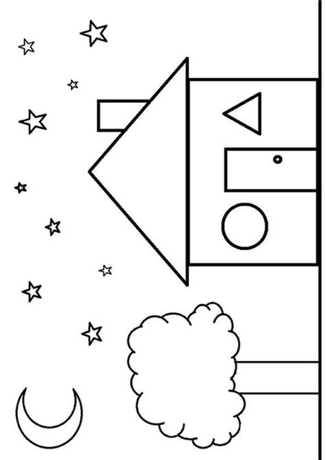 1) if you have javascript enabled you can click the print link in the top half of the page and it will automatically print the coloring page only and ignore the advertising and navigation at the top of the page. Shape Coloring Pages House Shaped | Shape coloring pages ...