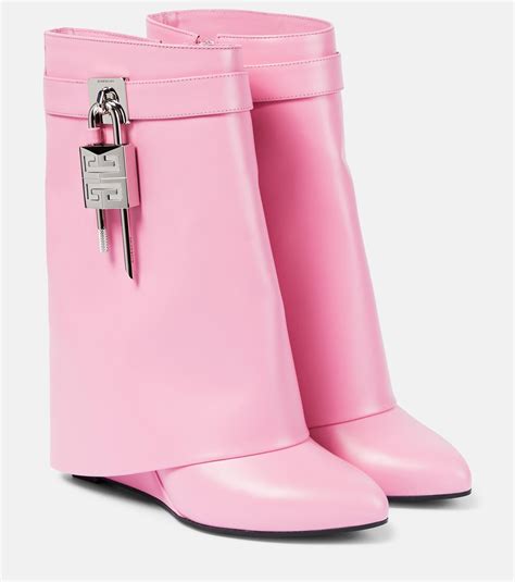 Givenchy Shark Lock Leather Ankle Boots In Pink Lyst