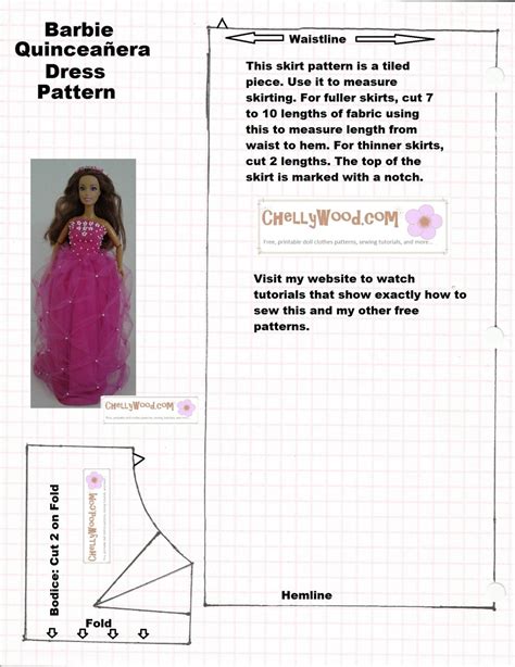 Quinceañera Dress Sewing Pattern For Barbie Dolls Free Doll