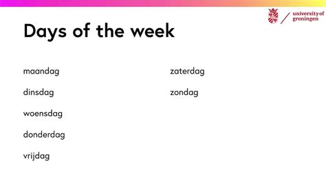How To Say The Months And Days Of Week In Dutch Youtube