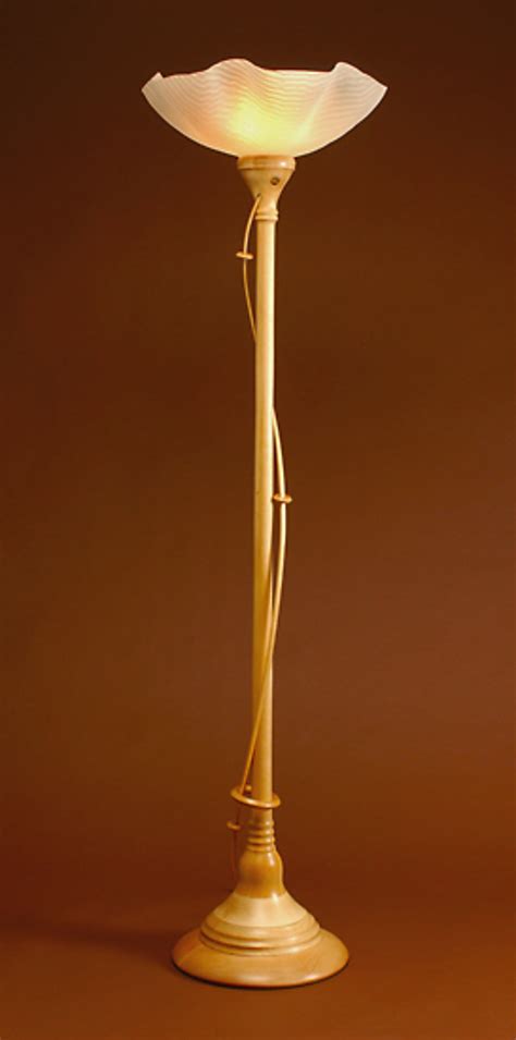 Single Tendril Torchiere With Mini Rings By Clark Renfort Wood Floor