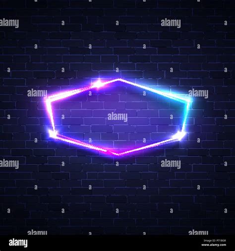 Night Club Neon Sign Blank 3d Retro Light Signage Techno Frame With