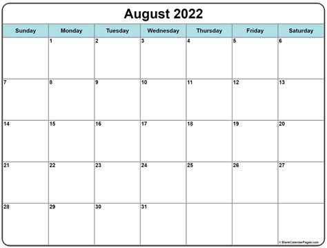 Free August Calendar Template 2022 Printable Word Searches