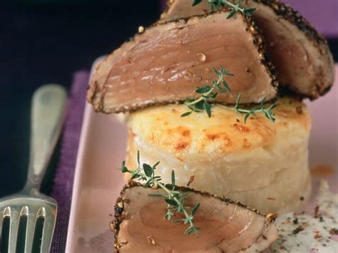 Steaks de thon au poivre gratin dauphinois de céleri- rave facile