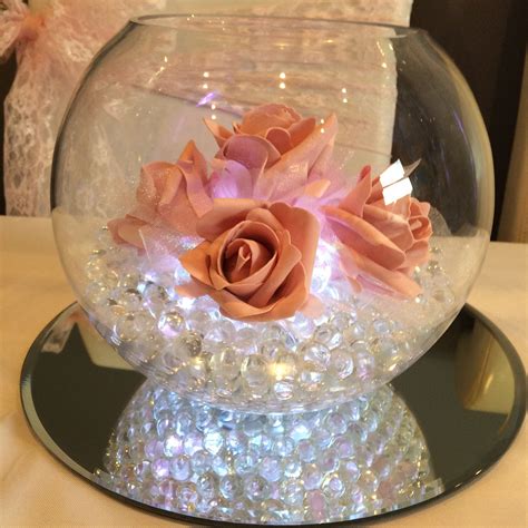 Pink Illuminated Fish Bowl Wedding Centrepiece Hire From Affinity