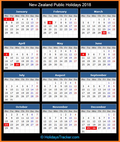 New Zealand Public Holidays 2018 Holidays Tracker