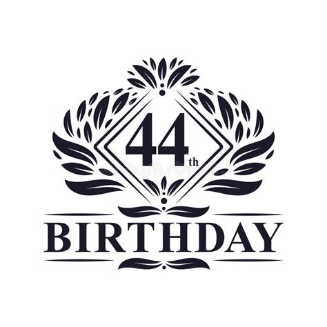 44 Years Birthday Logo Luxury 44th Birthday Celebration Stock Vector