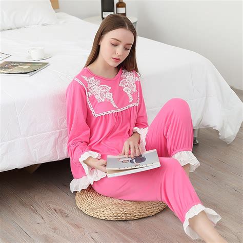 Buy Lace Princess Pajamas Set 2018 Spring Autumn Sweet