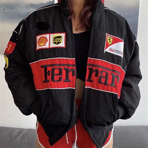 Racing Jacket Vintage Rare Ferrari Fashion Winter Embroidered Etsy India