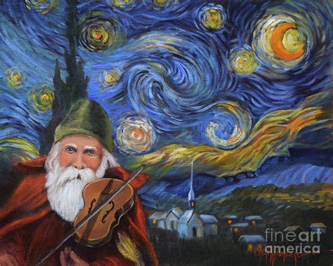 Santa Claus And Starry Night Painting By Cheri Wollenberg Fine Art