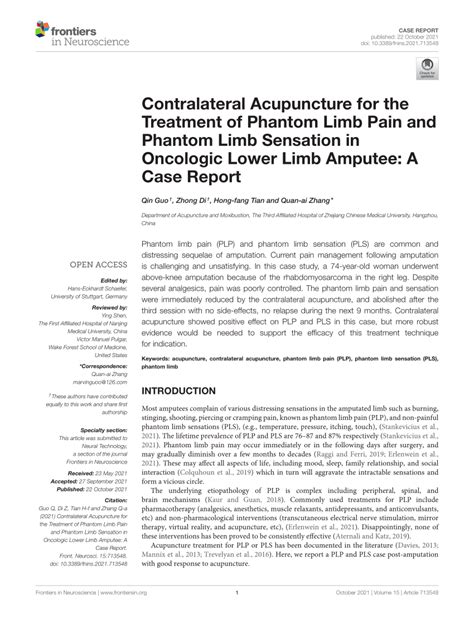Pdf Contralateral Acupuncture For The Treatment Of Phantom Limb Pain