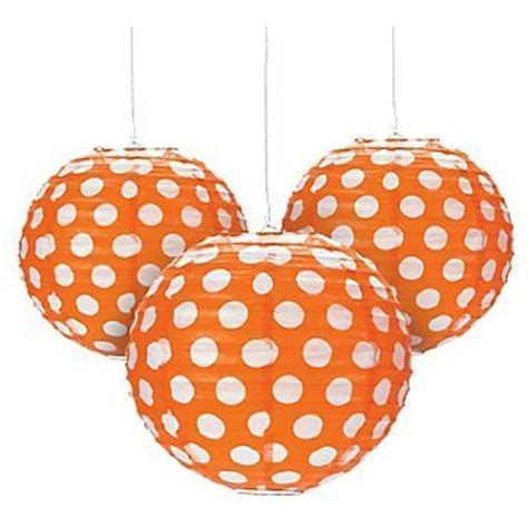 Fun Express Orange Polka Dot Paper Lantern For Party Party Decor