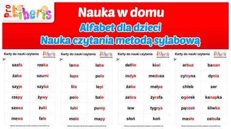 Nauka Czytania Metodą Sylabową Alfabet Dla Dzieci Pro Liberis
