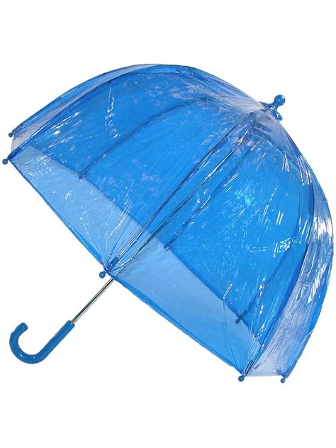 Totes Kids Vinyl Pinch Proof Clear Bubble Umbrella Blue