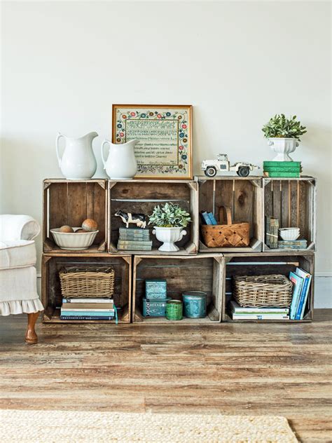 Upcycle Wood Crates Into a Rustic Bookshelf | HGTV