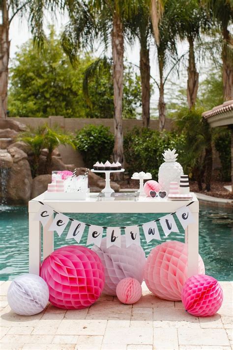 12 Summer Pool Party Ideas Flamingo Pool Parties Pool Birthday Pool Party Decorations