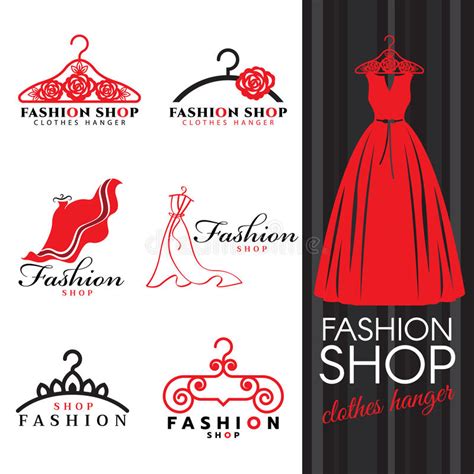 Fashion Shop Logo Red Dress And Clothes Hanger Logo