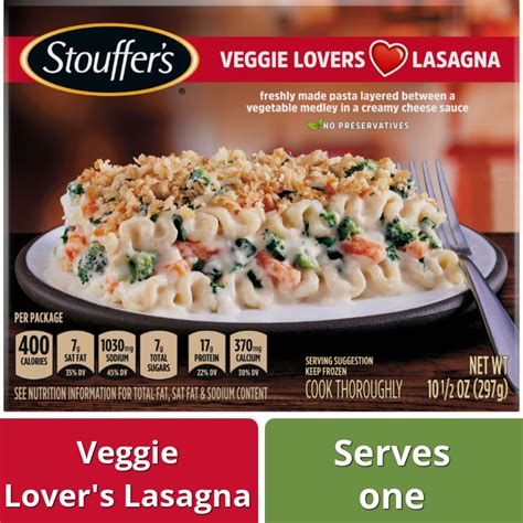 Stouffers Vegetable Pasta Layered Lasagna Frozen Meal 105 Oz Frozen