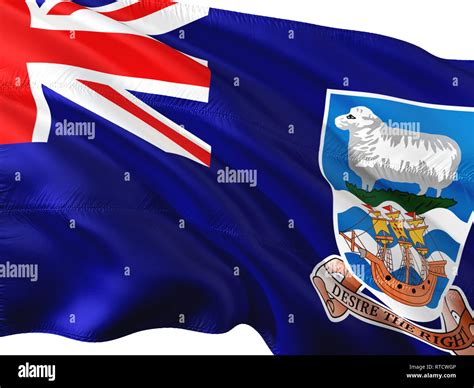 Bandera De Las Islas Malvinas Ondeando En El Viento Aislado Fondo Blanco Fotografía De Stock