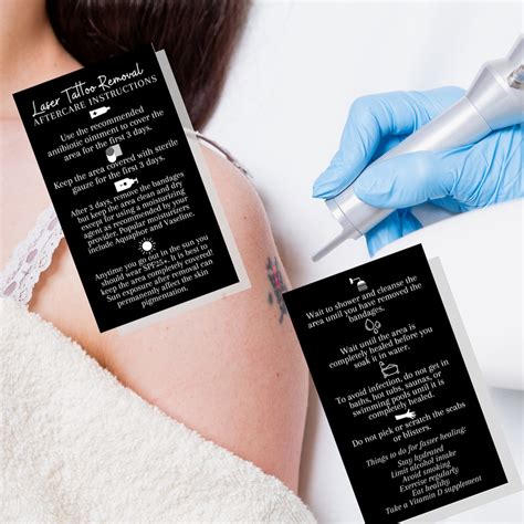 Laser Tattoo Removal Aftercare Instruction Cards Physical Etsy