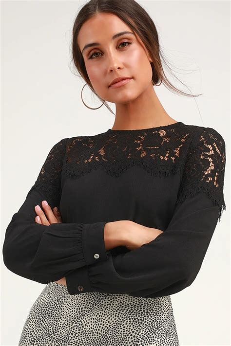 Picture This Black Long Sleeve Lace Top In 2021 Lace Top Long Sleeve
