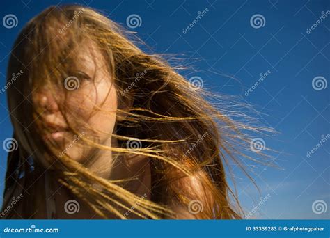 Woman Face A Flowing Hair Stock Image Image Of Charm 33359283