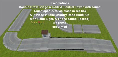 Second Life Marketplace Double Draw Bridge W 7 Piece 2 Lane Country