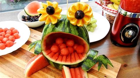 Diy Fruit Art Watermelon Frog Fruit And Vegetable Carving Garnish