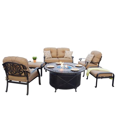 Elisabeth 6 Piece Cast Aluminum Patio Fire Pit Conversation Set W