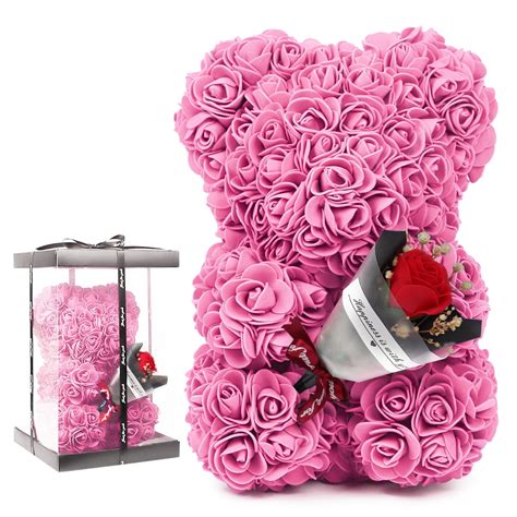 recutms valentines day ts for her artificial rose teddy bear with box 10 inch for girlfriend